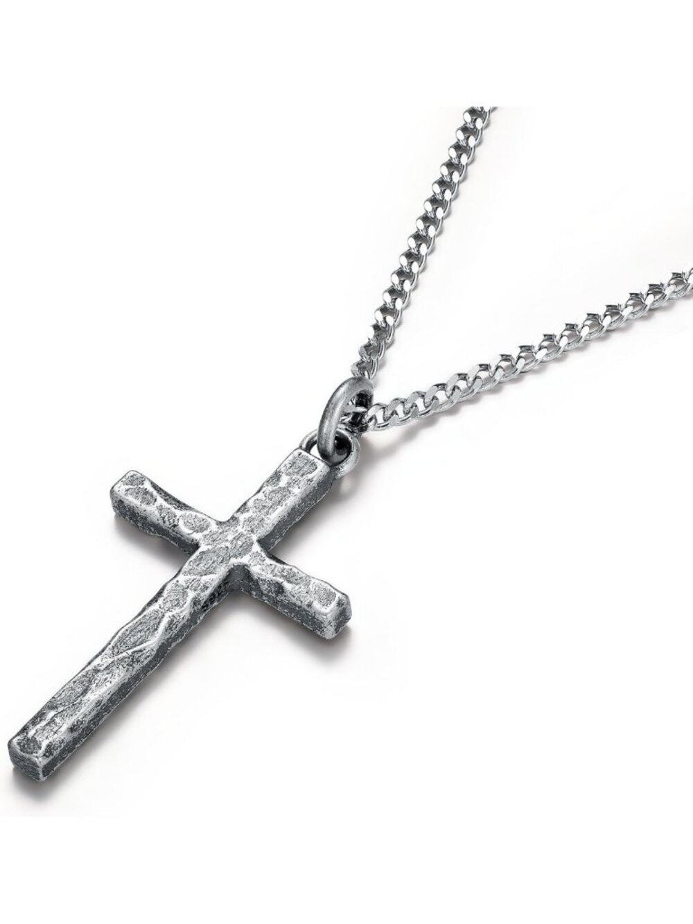 Sterling Silver Cross Necklace for Men - Box, Cuban & Figaro Chain Styles